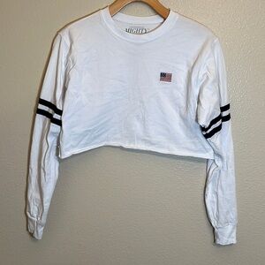 *3/$15* Mighty Fine Cropped USA Long Sleeve Shirt